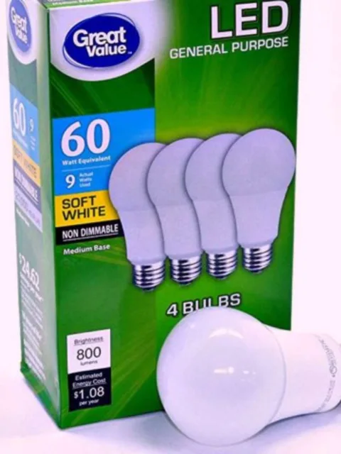 Great Value 60-Watt Equivalent LED Light Bulbs