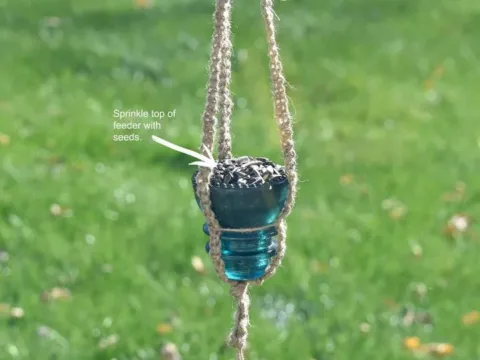 Looking for craft ideas using glass insulators? Check out this homemade bird feeder made from a repurposed glass insulator! 